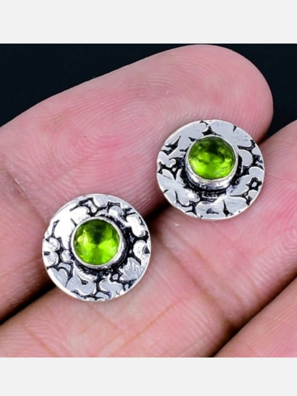 Peridot Gemstone Jewelry 925 Sterling Silver Handmade Stud Earrings